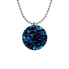 Blue Abstract Balls Spheres 1  Button Necklace by Amaryn4rt