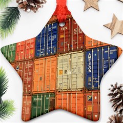 Blue White Orange And Brown Container Van Ornament (star) by Amaryn4rt