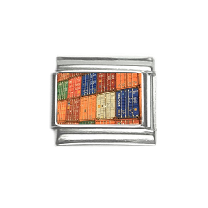 Blue White Orange And Brown Container Van Italian Charm (9mm)