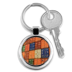 Blue White Orange And Brown Container Van Key Chain (round) by Amaryn4rt