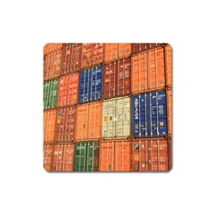 Blue White Orange And Brown Container Van Square Magnet by Amaryn4rt