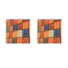 Blue White Orange And Brown Container Van Cufflinks (square) by Amaryn4rt