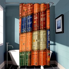 Blue White Orange And Brown Container Van Shower Curtain 36  X 72  (stall)  by Amaryn4rt