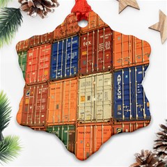 Blue White Orange And Brown Container Van Ornament (snowflake) by Amaryn4rt