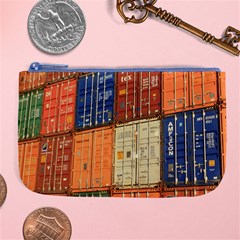 Blue White Orange And Brown Container Van Large Coin Purse by Amaryn4rt