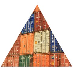 Blue White Orange And Brown Container Van Wooden Puzzle Triangle by Amaryn4rt