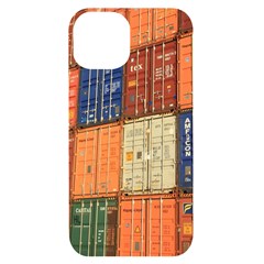 Blue White Orange And Brown Container Van Iphone 14 Black Uv Print Case by Amaryn4rt