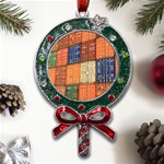 Blue White Orange And Brown Container Van Metal X Mas Lollipop with Crystal Ornament Front