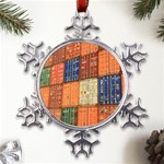 Blue White Orange And Brown Container Van Metal Large Snowflake Ornament Front