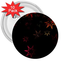 Christmas Background Motif Star 3  Buttons (10 Pack)  by Amaryn4rt