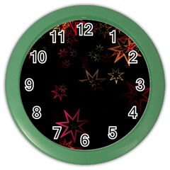 Christmas Background Motif Star Color Wall Clock by Amaryn4rt