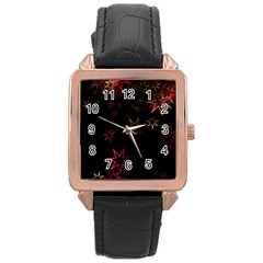 Christmas Background Motif Star Rose Gold Leather Watch  by Amaryn4rt