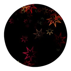 Christmas Background Motif Star Round Glass Fridge Magnet (4 Pack) by Amaryn4rt