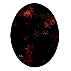 Christmas Background Motif Star Oval Glass Fridge Magnet (4 Pack)