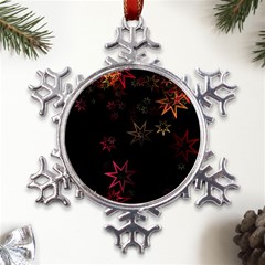 Christmas Background Motif Star Metal Large Snowflake Ornament by Amaryn4rt