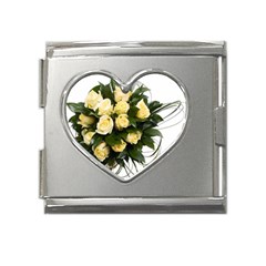 Bouquet Flowers Roses Decoration Mega Link Heart Italian Charm (18mm) by Amaryn4rt