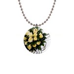 Bouquet Flowers Roses Decoration 1  Button Necklace Front