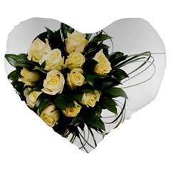 Bouquet Flowers Roses Decoration Large 19  Premium Flano Heart Shape Cushions by Amaryn4rt