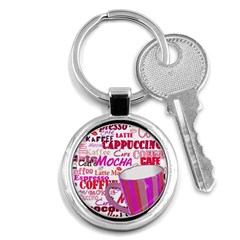 Coffee Cup Lettering Coffee Cup Key Chain (round) by Amaryn4rt