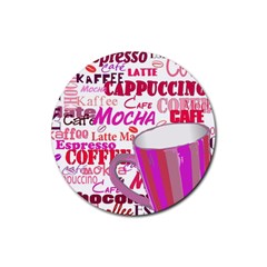 Coffee Cup Lettering Coffee Cup Rubber Coaster (round) by Amaryn4rt