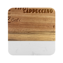 Coffee Cup Lettering Coffee Cup Marble Wood Coaster (square) by Amaryn4rt