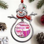 Coffee Cup Lettering Coffee Cup Metal Snowman Ornament Front