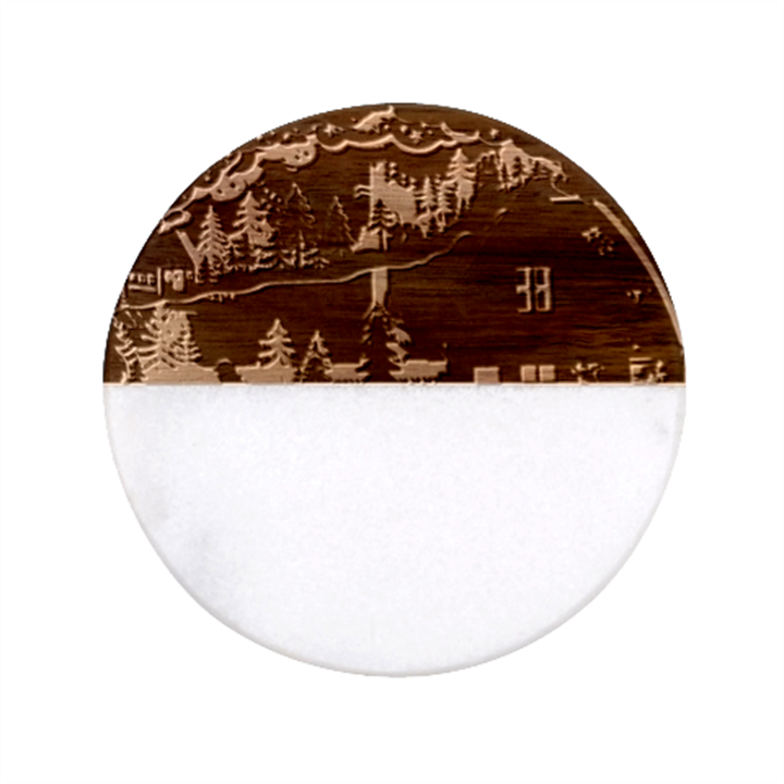 Christmas Advent Candle Arches Classic Marble Wood Coaster (Round) 