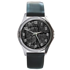 Coal Charred Tree Pore Black Round Metal Watch by Amaryn4rt