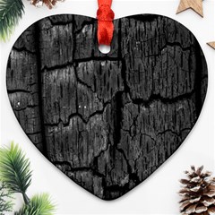 Coal Charred Tree Pore Black Ornament (heart) by Amaryn4rt