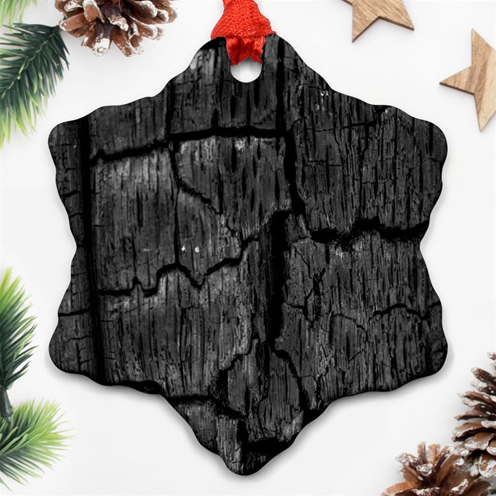 Coal Charred Tree Pore Black Ornament (Snowflake)