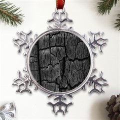 Coal Charred Tree Pore Black Metal Large Snowflake Ornament by Amaryn4rt