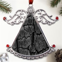 Coal Charred Tree Pore Black Metal Angel With Crystal Ornament by Amaryn4rt