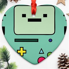 Adventure Time Beemo Bmo Illustration Cartoons Heart Ornament (two Sides) by Sarkoni