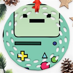 Adventure Time Beemo Bmo Illustration Cartoons Ornament (round Filigree) by Sarkoni