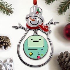 Adventure Time Beemo Bmo Illustration Cartoons Metal Snowman Ornament by Sarkoni