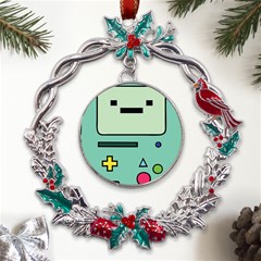 Adventure Time Beemo Bmo Illustration Cartoons Metal X mas Wreath Holly Leaf Ornament by Sarkoni