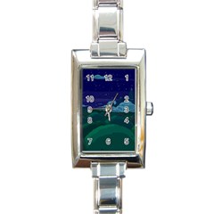 Adventure Time Cartoon Night Green Color Sky Nature Rectangle Italian Charm Watch by Sarkoni