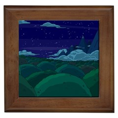 Adventure Time Cartoon Night Green Color Sky Nature Framed Tile by Sarkoni