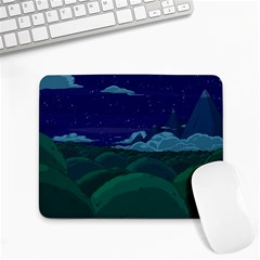 Adventure Time Cartoon Night Green Color Sky Nature Small Mousepad by Sarkoni