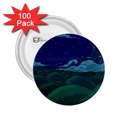 Adventure Time Cartoon Night Green Color Sky Nature 2 25  Buttons (100 Pack)  by Sarkoni