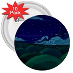 Adventure Time Cartoon Night Green Color Sky Nature 3  Buttons (10 pack)  Front