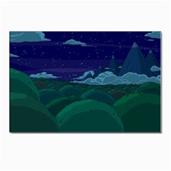 Adventure Time Cartoon Night Green Color Sky Nature Postcard 4 x 6  (pkg Of 10) by Sarkoni