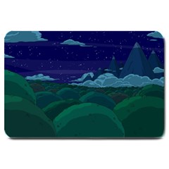 Adventure Time Cartoon Night Green Color Sky Nature Large Doormat by Sarkoni