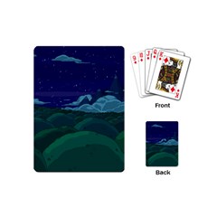 Adventure Time Cartoon Night Green Color Sky Nature Playing Cards Single Design (mini) by Sarkoni