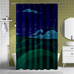 Adventure Time Cartoon Night Green Color Sky Nature Shower Curtain 48  X 72  (small)  by Sarkoni