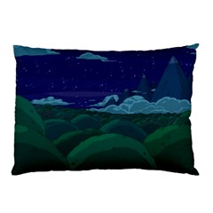 Adventure Time Cartoon Night Green Color Sky Nature Pillow Case (two Sides) by Sarkoni