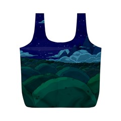 Adventure Time Cartoon Night Green Color Sky Nature Full Print Recycle Bag (m) by Sarkoni