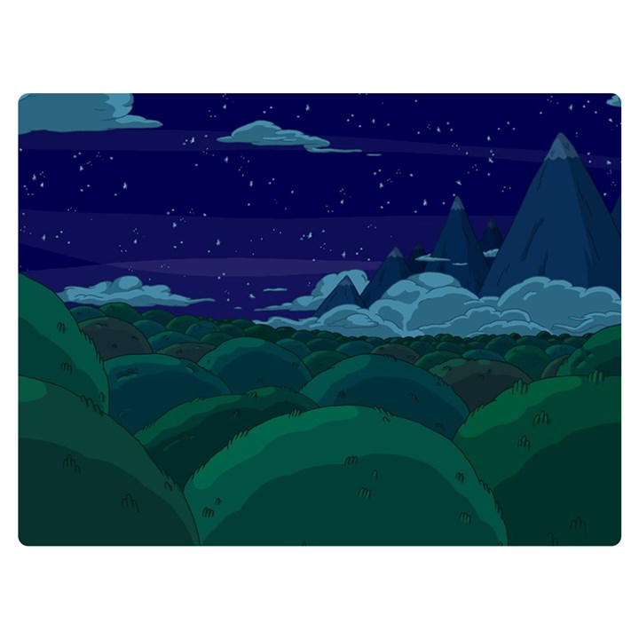 Adventure Time Cartoon Night Green Color Sky Nature Premium Plush Fleece Blanket (Extra Small)