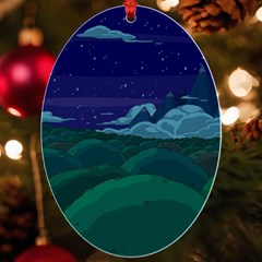 Adventure Time Cartoon Night Green Color Sky Nature Uv Print Acrylic Ornament Oval