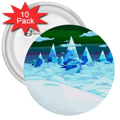 Frost Mountains Illustration Adventure Time Fantasy Art Landscape 3  Buttons (10 Pack)  by Sarkoni